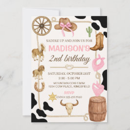 Bewerkbare Rodeo Cowgirl verjaardagsuitnodiging Kaart