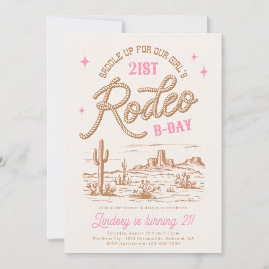 Bewerkbare Rodeo verjaardagsfeestuitnodigingen Kaart (Voorkant)