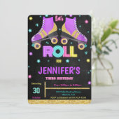 Bewerkbare Roller Skate Verjaardagsuitnodiging Kaart (Staand voorkant)