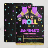 Bewerkbare Rolschaatsen Verjaardag uitnodiging (Voorkant / Achterkant)