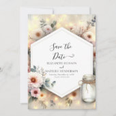 Bewerkbare Romance Mason Jar Wedding Save The Date (Voorkant)