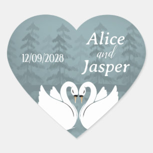 Bewerkbare romantische en elegante trouwsticker hart sticker