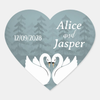 Bewerkbare romantische en elegante trouwsticker hart sticker