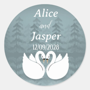 Bewerkbare romantische en elegante trouwsticker ronde sticker
