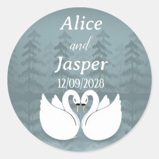 Bewerkbare romantische en elegante trouwsticker ronde sticker