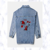Bewerkbare romantische rode rozen denim jacket