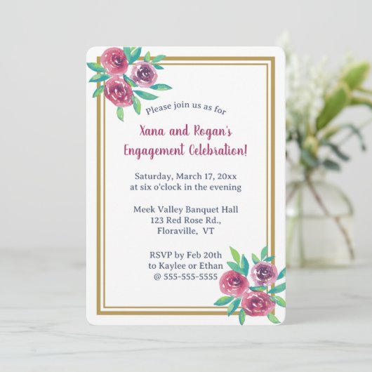 Bewerkbare Romantische Waterverfrozen Kaart (Staand voorkant)