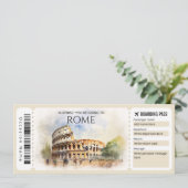 Bewerkbare Rome Boarding Pass Vliegticket Kaart (Staand voorkant)