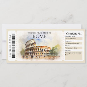Bewerkbare Rome Boarding Pass Vliegticket Kaart