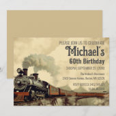 Bewerkbare rookbrug vintage stoomtrein verjaardag kaart (Voorkant / Achterkant)