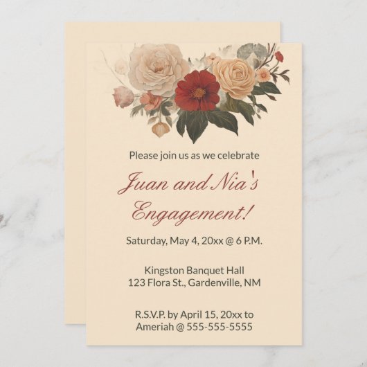 Bewerkbare Roos Garden Kaart (Voorkant / Achterkant)