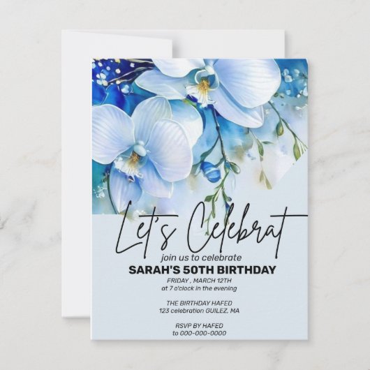 Bewerkbare Royal Blue verjaardagsfeest uitnodiging (Voorkant)