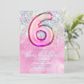 Bewerkbare Roze 6e Verjaardag Uitnodiging Sjabloon (Staand voorkant)
