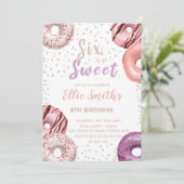 Bewerkbare Roze 6e Verjaardagsfeest Uitnodigen Kaart (Staand voorkant)