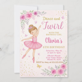 Bewerkbare Roze Ballerina Party Nodig Sjabloon uit Kaart