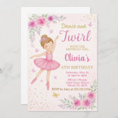 Bewerkbare Roze Ballerina Party Nodig Sjabloon uit Kaart (Voorkant / Achterkant)