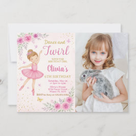 Bewerkbare Roze Ballerina Party Nodig Sjabloon uit Kaart