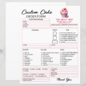Bewerkbare Roze Bestelformulier voor Bakkerij Cake (Voorkant / Achterkant)