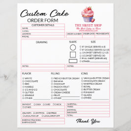 Bewerkbare Roze Bestelformulier voor Bakkerij Cake
