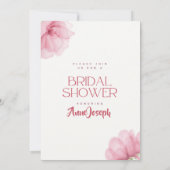 Bewerkbare roze bloemen bruids douche uitnodiging (Achterkant)