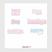 Bewerkbare Roze Custom-Cut Naam Vinyl Sticker (Vel)
