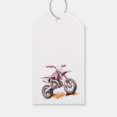 Bewerkbare Roze Dirt Bike Verjaardag Cadeaulabel (Achterkant)