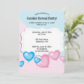 Bewerkbare roze en blauwe Polka Dot Gender Reveal Kaart (Staand voorkant)