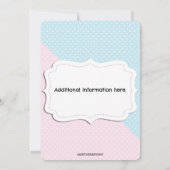 Bewerkbare roze en blauwe Polka Dot Gender Reveal Kaart (Achterkant)