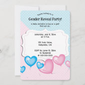 Bewerkbare roze en blauwe Polka Dot Gender Reveal Kaart (Voorkant)