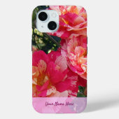 Bewerkbare roze en witte gestreepte Rozen Case-Mate iPhone Case (Achterkant)