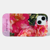 Bewerkbare roze en witte gestreepte Rozen Case-Mate iPhone Case (Achterkant (horizontaal))