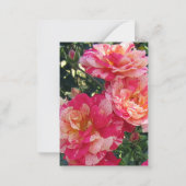 Bewerkbare roze en witte gestreepte Rozen plat Notitiekaartje (Achterkant)