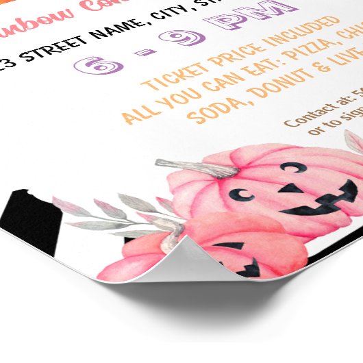 Bewerkbare roze halloween flyer poster (Hoek)