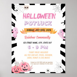Bewerkbare roze halloween flyer poster