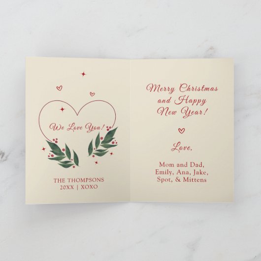 BEWERKBARE Roze Kerst Kaart (Binnen)