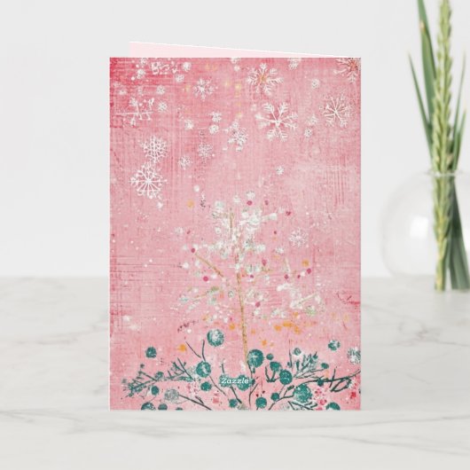 BEWERKBARE Roze Kerst Kaart (Achterkant)