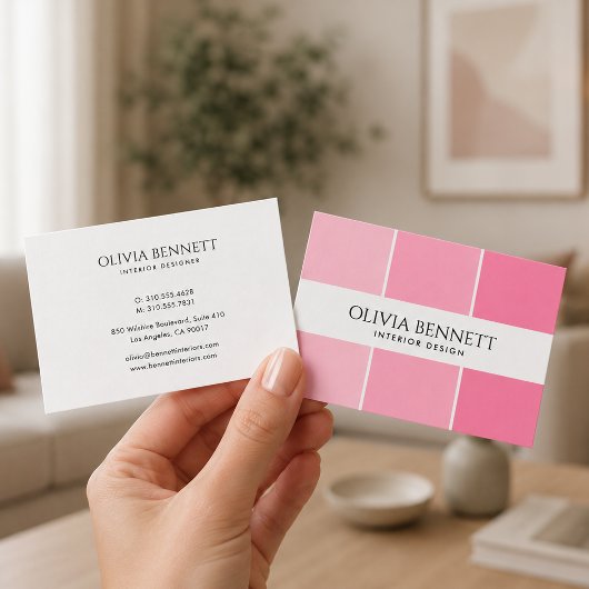 Bewerkbare Roze Kleur, Moderne Interieur Ontwerper Visitekaartje