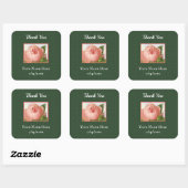 Bewerkbare Roze Koolroos Bedankt Vierkante Sticker (Vel)