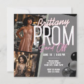 Bewerkbare roze magnifieke prom Verstuur twee foto Kaart (Voorkant)