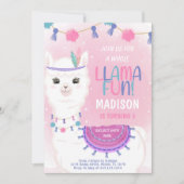 Bewerkbare Roze & Paarse Llama Verjaardag Kaart (Voorkant)