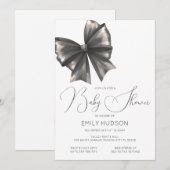 Bewerkbare Roze Strik Coquette Uitnodiging (Voorkant / Achterkant)