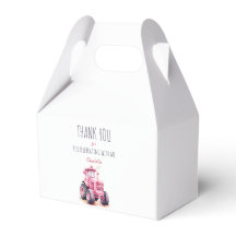 Bewerkbare Roze Tractor Verjaardagsgeveldoos