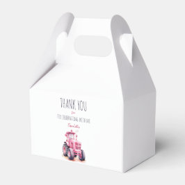 Bewerkbare Roze Tractor Verjaardagsgeveldoos Bedankdoosjes