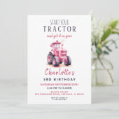 Bewerkbare Roze Trekker Verjaardag Uitnodigen Kaart (Staand voorkant)