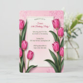Bewerkbare Roze Tulpen Kaart (Staand voorkant)