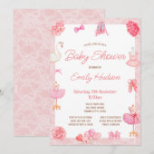 Bewerkbare roze Tutu Ballerina uitnodiging (Voorkant / Achterkant)