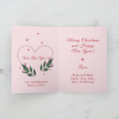 BEWERKBARE Roze Vintage Kerstkaart Feestdagen Kaart (Binnen)