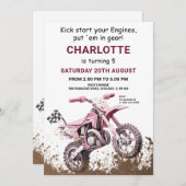 Bewerkbare Roze Vuilfiets Verjaardag uitnodiging (Voorkant / Achterkant)