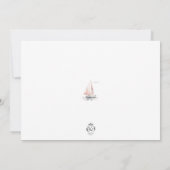 bewerkbare roze zeilboot foto verjaardag uitnodige kaart (Achterkant)