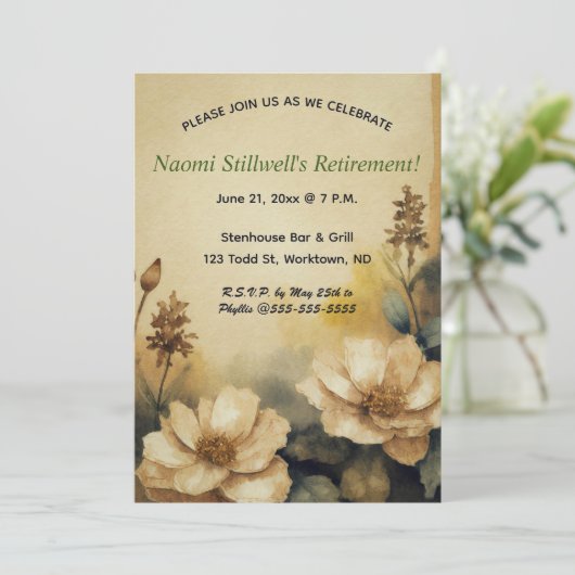 Bewerkbare Rozen op perkament Kaart (Staand voorkant)